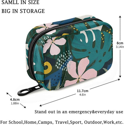 Fustylead Collage Contemporary Hawaiian Hibiscus Floral Pill Organizer and Storage Weekly with Zipper, Removable Pill Box Portable Medicine Organizer for Vitamin Fish Oil Supplement