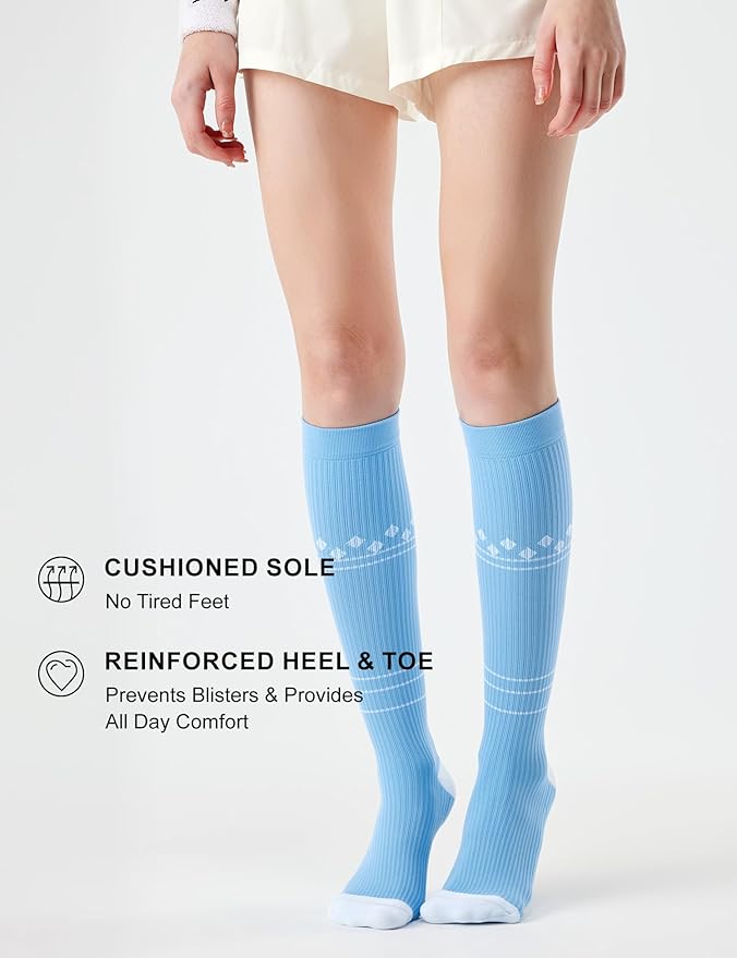 FITRELL 3 Pairs Compression Socks for Women and Men 20-30mmHg-Circulation Support Socks