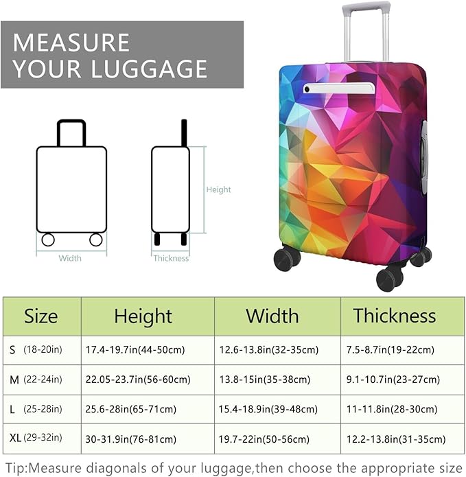 Geometry Travel Luggage Cover, Travel-Themed Suitcase Protector Stretchable, Washable Travel Suitcase Cover (S for 18-20 Inch Luggage)