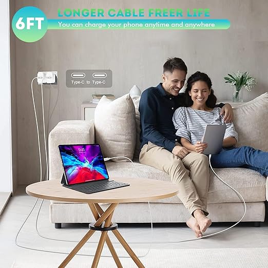 iPhone 16 15 Charger Fast Charging,6FT Type C to USB C Cable Cord,20W USB C Charging Block for Apple iPhone 16/16 Plus/iPhone 15 Plus/15 Pro Max,iPad Pro 12.9/11 inch/Air/Mini,Wall Plug Power Adapter