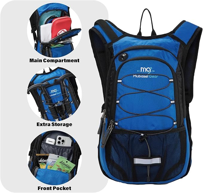 15L Insulated Hydration Backpack Pack with 2L Water Bladder Lightweight Hiking Backpack Bag for Women Men Daypack for Hiking Running Festival Camping Biking