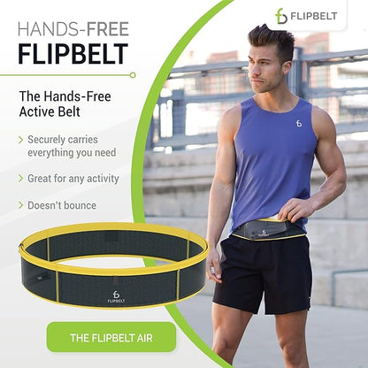 FlipBelt Lightweight Running Air Belt, Fitness and Running Fanny Pack for Women and Men, Non Chafing Waist Band Pack for Phone, Keys, Money, Moisture Wicking Storage Belt, USA Company