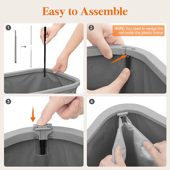 Lifewit 105L Laundry Basket with Lid, Large Laundry Hamper with Plastic Handles and Removable Bag, Foldable Tall Dirty Clothes Hampers for Laundry for Laundry Room, Bedroom, Bathroom, Dorm, Light Gray