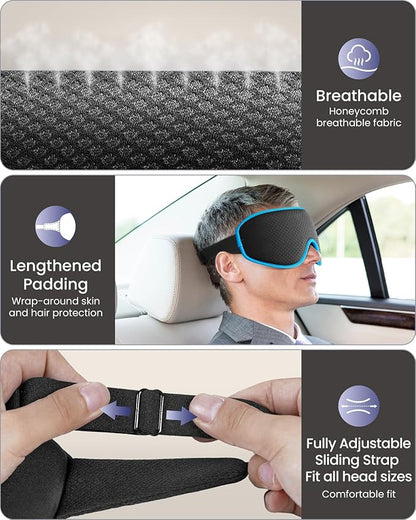 WAOAW Sleep Mask for Men Women: Blackout Eye Masks for Sleep - 3D Breathable Soft Comfortable Eye Mask for Travel - Adjustable Light Blocking Night Masks for Sleeping