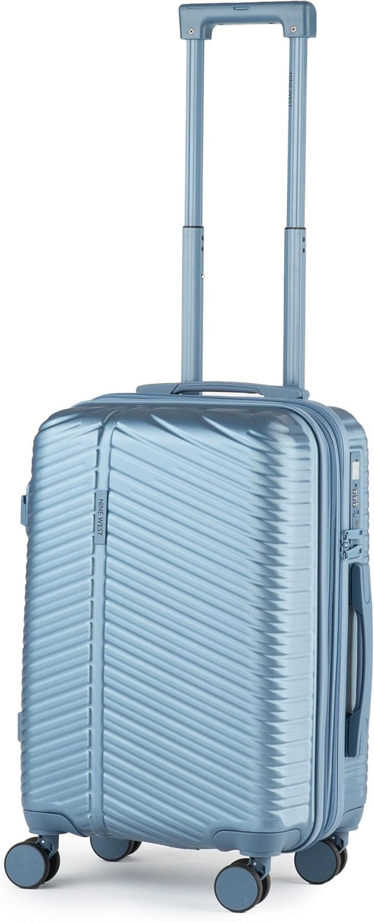 Nine West Zion 20" Inch Smart Carry On Luggage with Wheels, Hardshell Suitcase with Cup Holder & USB Port for Charging, Airline Approved Cabin Bag Lapis