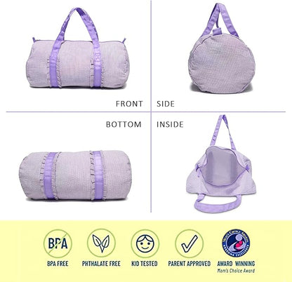 Gabigaba Kids Travel Overnight Bag Seersucker Carry On Lightweight Weekender Duffel Bag for Boys and Girls (Pleated Purple)