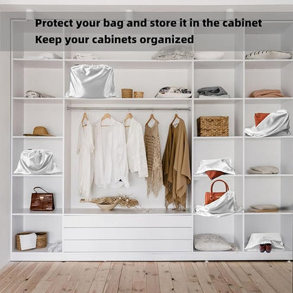 12 Pack Dust Bags for Handbags, Silk Cloth Bag With Drawstring Large Travel Storage Pouch for Handbag Purse Shoes Boots