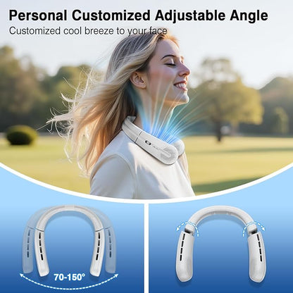 Portable Neck Fan - 8400 RPM Enlarged Turbo Airflow - 5200mAh Personal Rechargeable Cooling Wearable Fan - Max 16H, 4 Speeds, Foldable, LED Display - Great Gifts for Men Women - 2nd Gen White