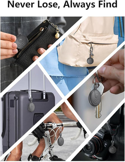 Tracker Tags, Work with Apple Find My (iOS Only), Tracking Device Item Finder Locator Smart Tag for Luggage, Keys, Wallet, Bike (Black, 2 Pack)