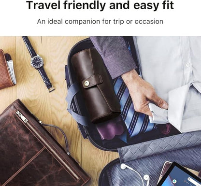 CONTACTS Genuine Leather Watch Case Cufflink Box with Pad Tie Case Travel Multifunction Jewelry Accessories Organizer Storage Roll