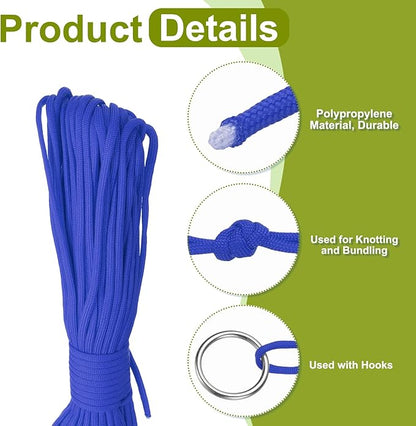 uxcell 4mm Nylon Rope, 10ft Portable Clothesline for Luggage and Backpack Tie Downs, Hanging Clothes, Swings, Camping and Mountaineering Tie Downs, Blue