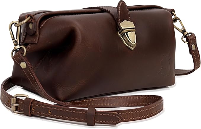 Premium Leather Cosmetic Bag for Women – Large Capacity Travel Makeup Organizer Pouch with Handle & Shoulder Strap, Vanity Makeup Case, Durable Leather Bag & Cosmetic Organizer For Travel - Brown