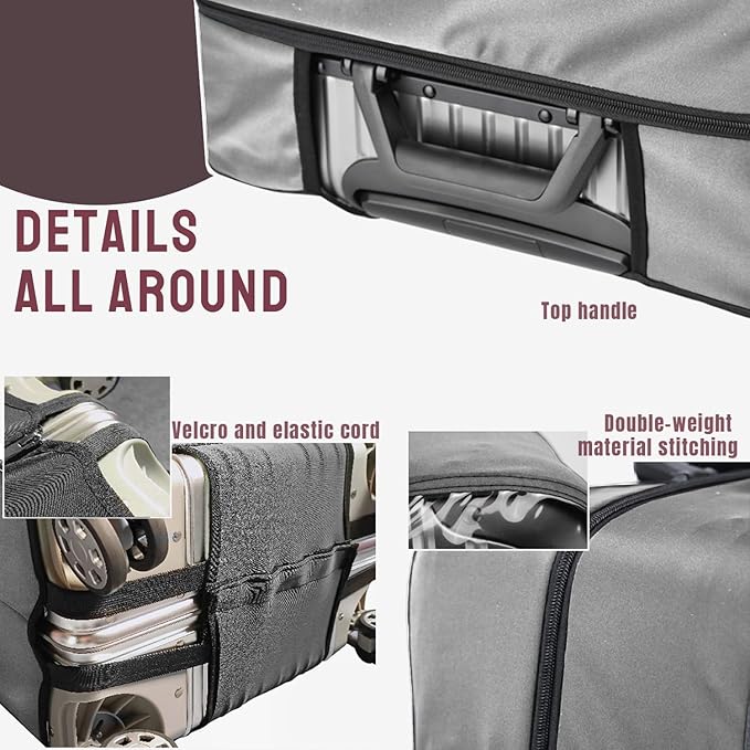 No Disassembly Suitcase Covers for Luggage - 28 Inch Clear Luggage Cover Protector, Gray PVC Luggage Protector Suitcase Cover