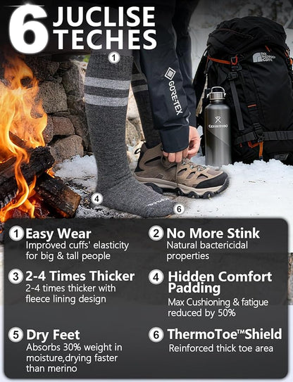 Alpaca Wool Heavyweight Knee High Compression Socks, Thick Winter Thermal Warm Soft Circulation Travel Flying