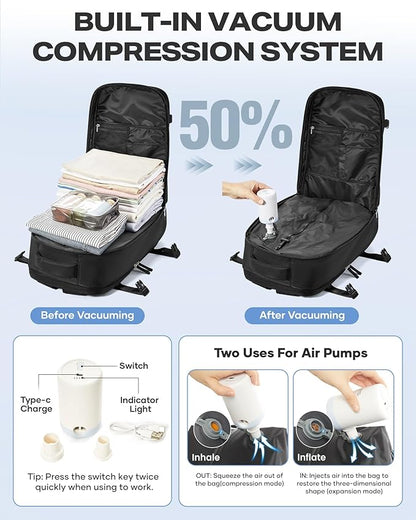 coofay Vacuum Backpack Travel with Pump Airbag Travel Backpack with Vacuum System Mochila de Viaje Compresion al Vacio Easyvacpack Vacpack Backpacks for Traveling Carry on Luggage