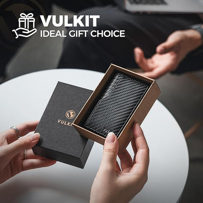 VULKIT Card Holder Wallet with Double ID Windows RFID Blocking Pop Up Wallet Minimalist Design for 12 Cards