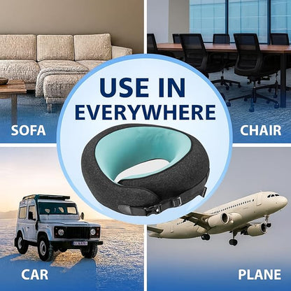 Neck Pillow Airplane –2025 Updated, 100% Memory Foam Travel Pillow for Sleeping, 360° Ergonomic Neck Support, Pain Relief for Long Flights, Portable Travel Accessory for Plane & Car (Dark Gray)