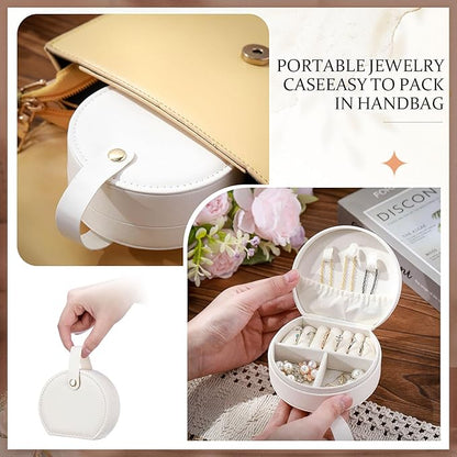 Weysat 24 Pack Travel Jewelry Case Mini Leather Bridesmaid Jewelry Gift Box Bulk Small Earring Storage Organizer (White)