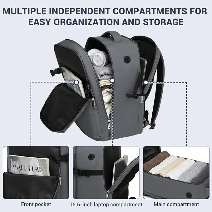 Kono Backpack Carry-on Bag 40x20x25 Carry-on Bag Airplane Travel 20L, 15.6-inch Laptop Backpack, for Men Women, Grey