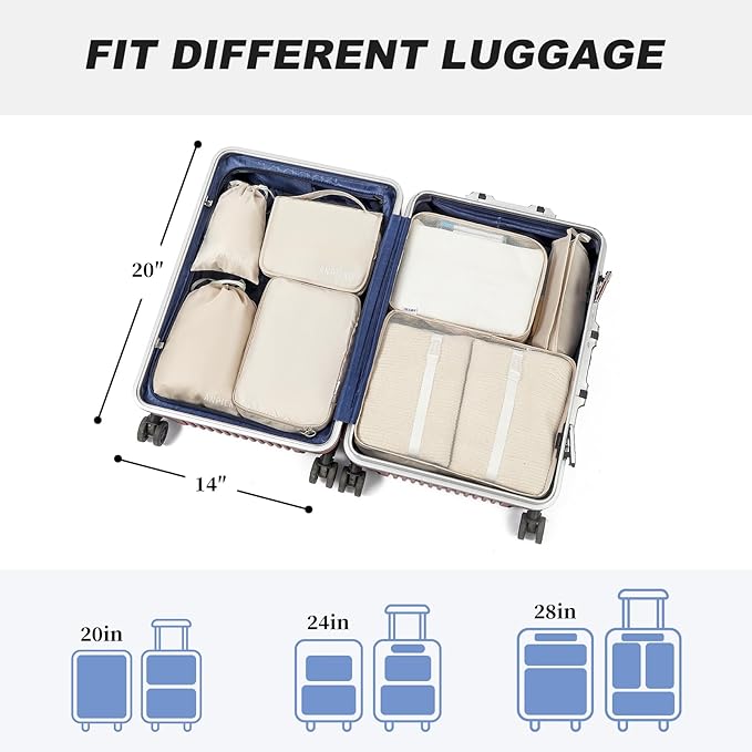 Travel Packing Cube Luggage Organizer - Travel Essential Accessory for Suitcase Lightweight Durable Toiletry Cosmetic Laundry Shoe Compression Carry on Storage Large Bag 10 set