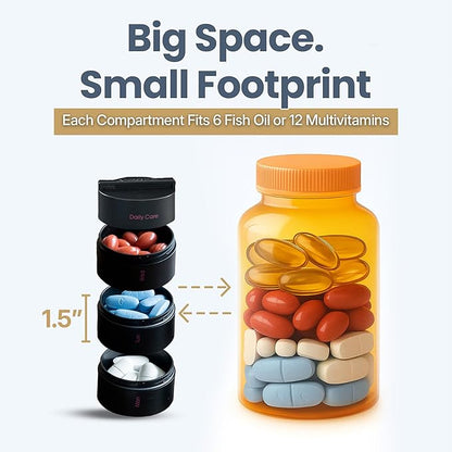 Ankomn - 7 Day Travel Pill Organizer for Men & Women. IPX7 Rating Waterproof, Airtight & Portable Pill Case for Vitamins. Durable Weekly Supplement Case with Stackable Compartments for Outdoor Use.