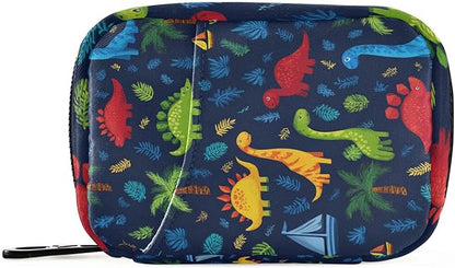 Pill Organizer Box Case Weekly Travel Pill Container Holder 7Day Cute Vitamin Organizer Dispenser Sorter Planner Storage Small Compact Blue Palm Leaves and Dinosaurs13