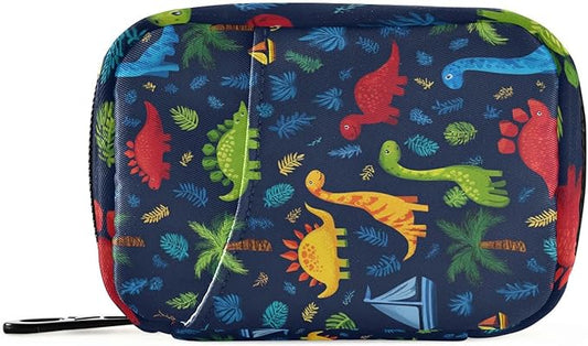 Pill Organizer Box Case Weekly Travel Pill Container Holder 7Day Cute Vitamin Organizer Dispenser Sorter Planner Storage Small Compact Blue Palm Leaves and Dinosaurs13