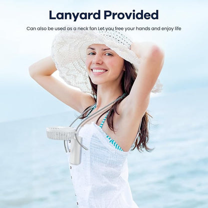 HandFan 5200mAh Portable Handheld Fan, Rechargeable Hand Fan, Battery Operated 8.5-27hrs, Personal USB Foldable Fan, Travel Essential Gifts for Women/Girls/Friends (White)