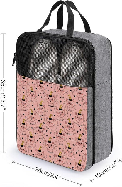 Golf Shoe Dust Bags for Man and Women Cute Pink Pig Travel Shoe Bag Holds 1 Pair of Shoes Portable Sneaker Bags