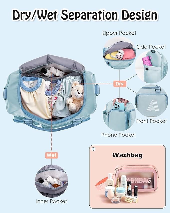 Birthday gifts, Initial Gym Bag for Girls 10-12, Kids Travel Duffle Bag, Sports Bag, Personalized Weekender Bag with Shoes Compartment, Girls Gifts for Kid