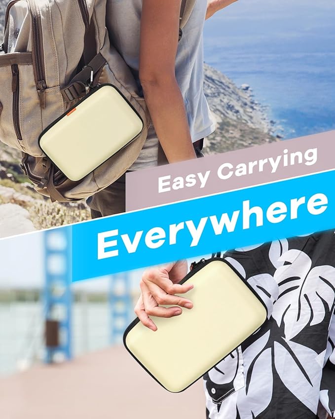 Clean-Beige Hard Shell Case for Electronic Accessories Organizer - Large Hard Carrying Case for Power Bank, External Hard Drive, Cell Phone, Charger, Cable - Portable Protection Travel Pouch Bag