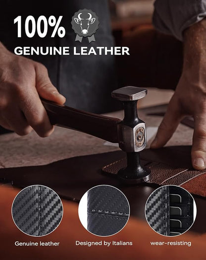 Swallowmall Leather Wallet for Mens Genuine Leather RFID Blocking Bifold Wallets with 2 ID Windows 13 Card Slots