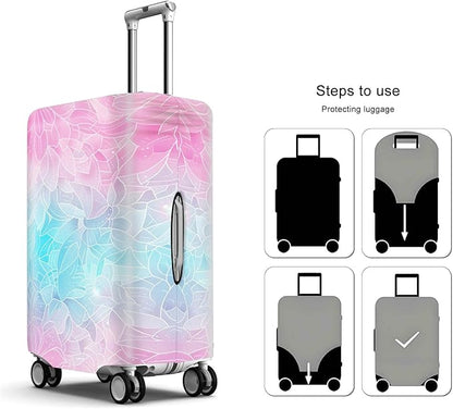 Gradient Floral Luggage Cover Suitcase Protector Washable Anti Scratch Protective Sleeve Travel Accessories Baggage Wrap Fits 22-24 Inch Suitcase Covers for Luggage Essentials