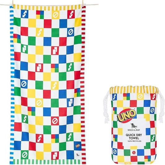 Dock & Bay Beach Towel - Quick Dry, Sand Free - Compact, Lightweight - 100% Recycled - Includes Bag - Wild Card - Extra Large (200x90cm, 78x35)