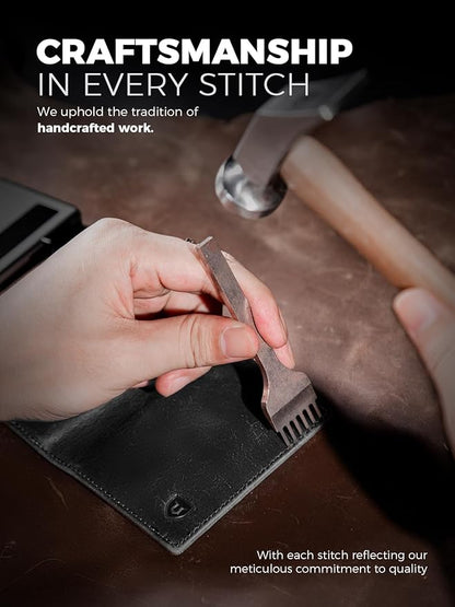 LORZOR Minimalist Wallet for Men with Credit Card Holder, Finest Full Grain Leather, Pop up Smart Wallet, Trifold Slim Wallet, RFID Blocking, Front Pocket, ID Window