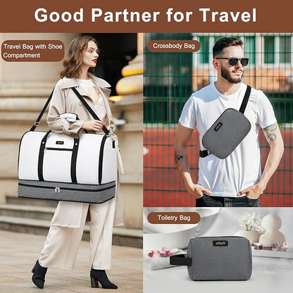 Garment Duffle Bag for Travel - Convertible Carry on Garments Duffel Bags Travel Bag for Women Men Large Weekender Bag with Shoes Compartment 3 in 1 Hanging Clothes Suit Dress Bag 3pcs Set