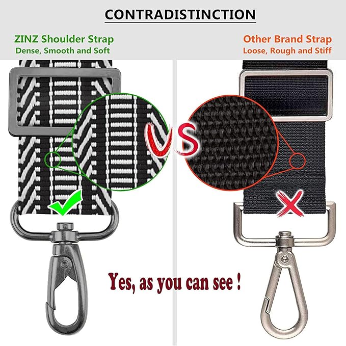 ZINZ Shoulder Strap, 57" Padded Adjustable Shoulder Bag Straps Replacement for Bags with D-Ring（TH01B03）