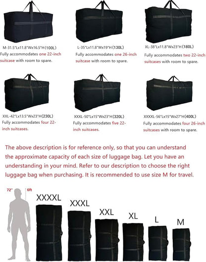 Extra Large Storage Duffle Bag with Zippers and Handles, Big Foldable Duffle Bag for Travel