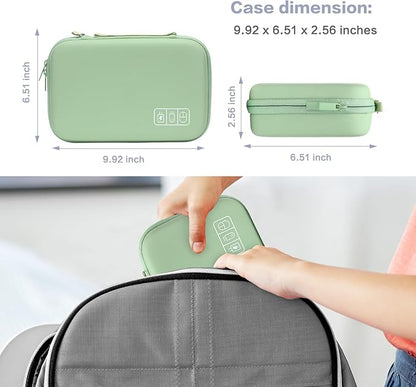 MOSISO Electronic Organizer Travel Case Compatible with MacBook Power Adapter, Compatible with Magic Mouse & Pencil, SD Card, USB Flash Disk with 4 Modular Insert & 2 Cable Tie & Snap Hook, Green