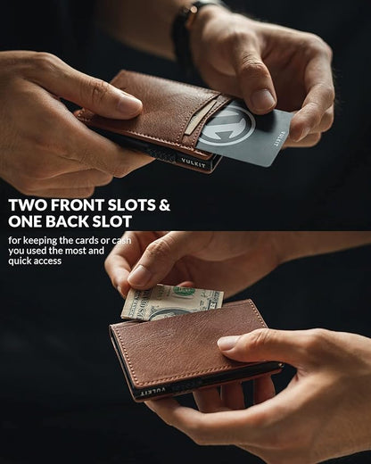 VULKIT Men's Slim Wallet Pop Up Card Holder RFID Blocking Metal Wallet Minimalist Design Holds Up to 11 Cards