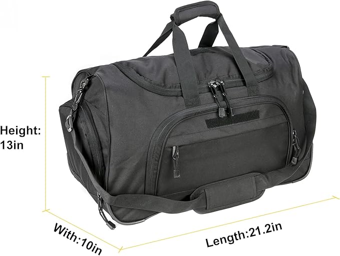 Military Tactical Outdoor Gym Bag Small Duffel Bag with Shoes Compartment for Sports Travel Camping Hunting (B-Black)