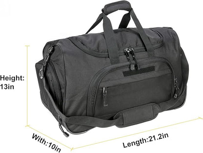 Military Tactical Outdoor Gym Bag Small Duffel Bag with Shoes Compartment for Sports Travel Camping Hunting (B-Black)
