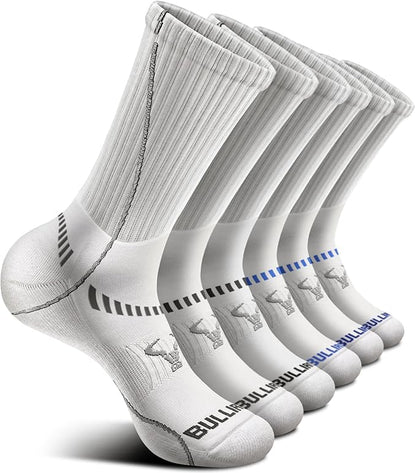 BULLIANT Compression Socks for Men 6Pairs, Athletic Crew Socks Cushioned For Men Sports Running-Arch Support