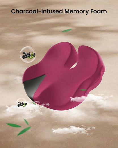 ProtoArc Seat Cushion, Office Chair Cushion for Sciatica, Coccyx Cushion, Ergonomic Memory Foam Seat Cushion for Car, Home, Pressure Relief Pad for Hip, Tailbone, All Day Comfort - Rose