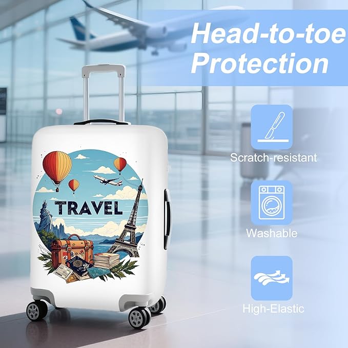 ANNA QUEEN Travel Luggage Cover Suitcase Protector Suitcase Cover Anti-Scratch,Stretchable Bag Cover Washable Durable Polyester with Elastic Hem with Zipper Closure