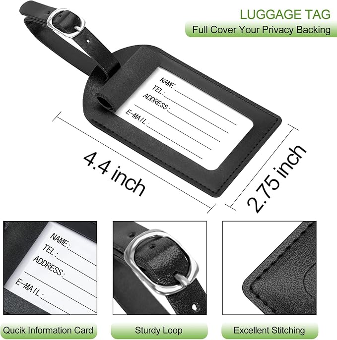 Passport Holder With Luggage Tag Travel Essentials Passport Cover Wallet RFID Blocking Leather Case International Must Haves Travel Accessories Women Men(115#Black)