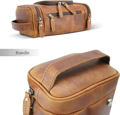 Polare Toiletry Bag Full Grain Leather Shaving Kit Dopp Kit Travel Case Wash Bag with YKK Zippers