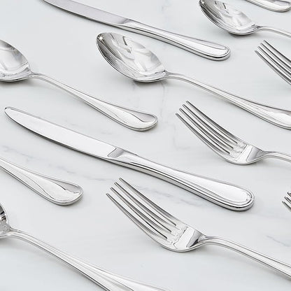 KINGSTONE 30 Piece Teardrop Silverware Set for 6, 18/10 Stainless Steel Flatware Set, Modern Design Cutlery Set for Home/Hotel/Wedding,Mirror Polished and Dishwasher Safe