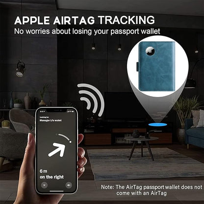 Airtag Passport Holder Cover Wallet Travel Essentials Leather Rfid Blocking Case Vacation Luggage Must Haves Travel Accessories for Men Women (117#Blue)