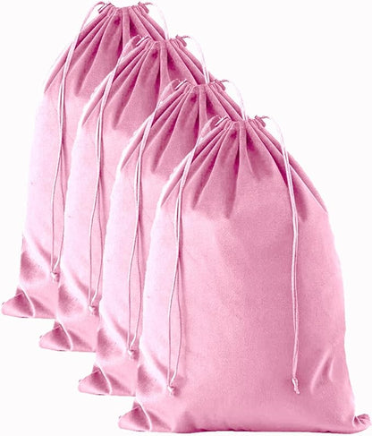 FantasyLife Shoe Bags for Travel, Washable Dust Bags for Storage & Packing, Flannel Shoe Pouch with Drawstring Closure for Purses, Handbags, Shoes & Toys (4, Parfait Pink)